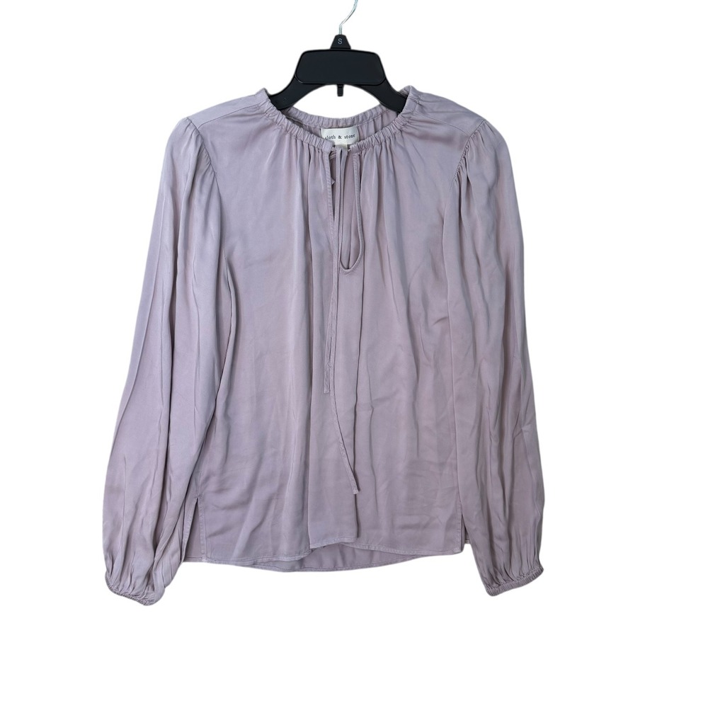 Cloth & Stone‎ Lavender Purple Tie Neck Long Sleeve Blouse Top Women's Size S